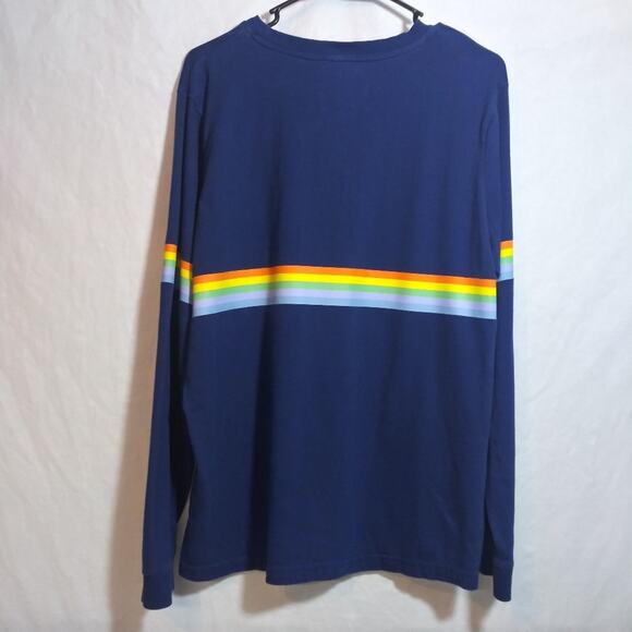 WILBUR SOOT Long Sleeve T-Shirt NAVY Rainbow Stripe Embroidered Official Size M - Picture 9 of 9